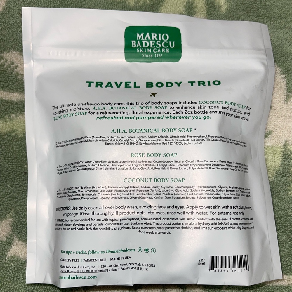 Mario Badescu Skin Care Body Soap Travel Trio Rose, Coconut, Botanical 2 fl oz - Picture 3 of 4